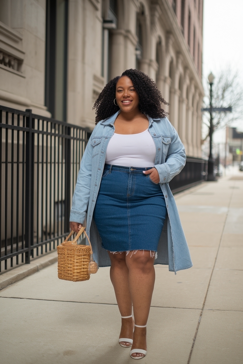 Denim Skirt Outfit Plus Size Black Women: Chic Ideas outfit idea