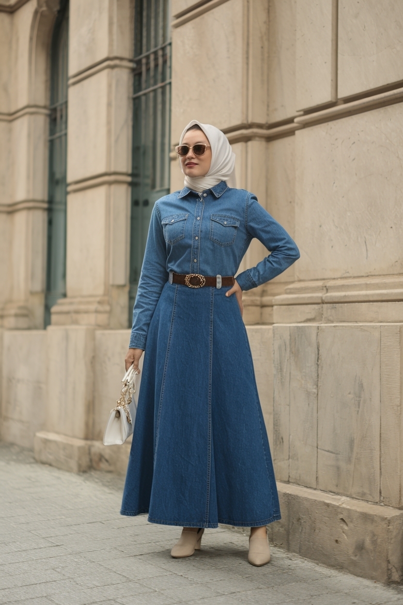 Denim Skirt Outfit Women Hijab: Fashionable Cover Options outfit idea
