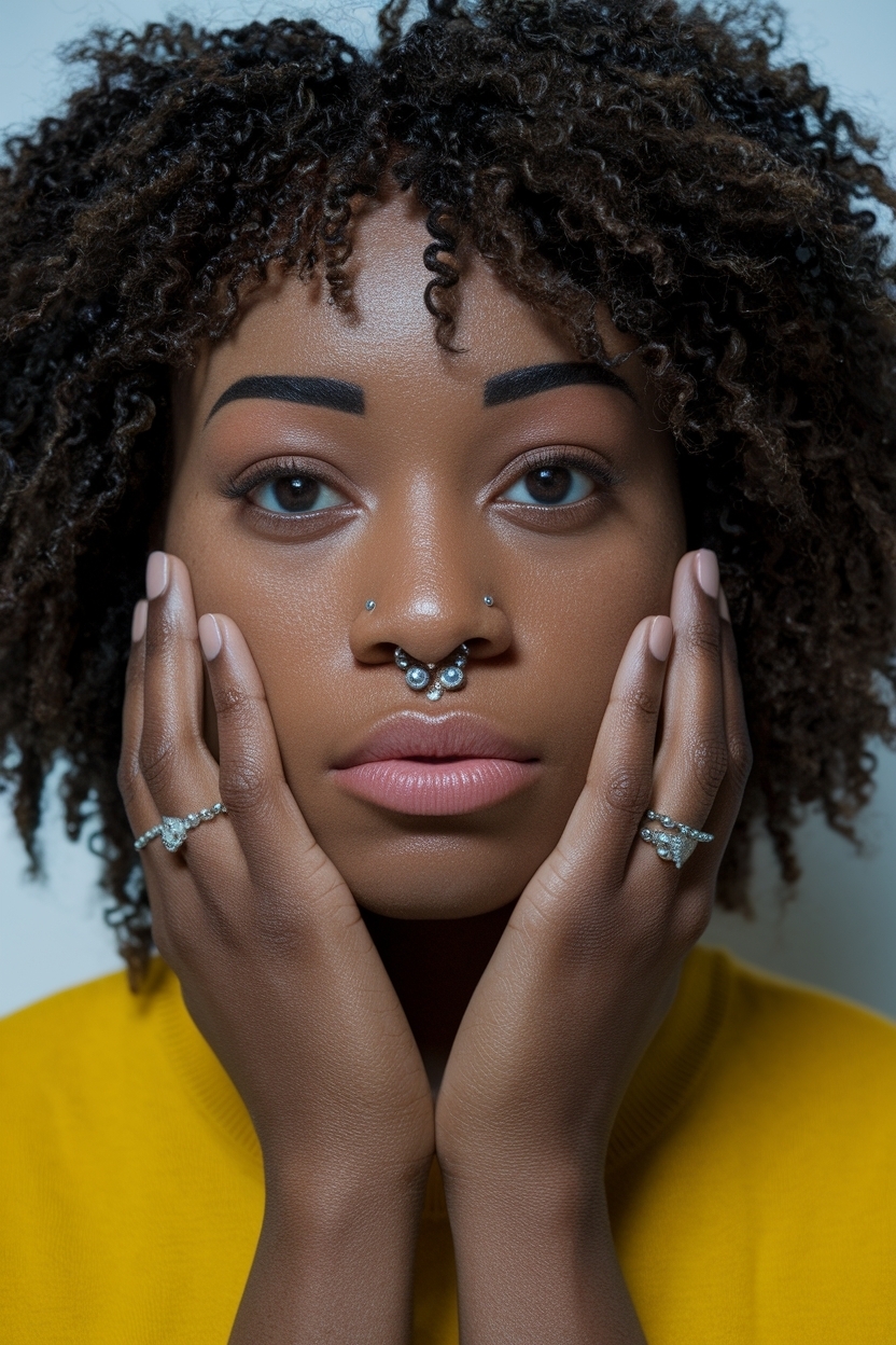 Double Nose Piercing Inspiration for Black Women outfit idea