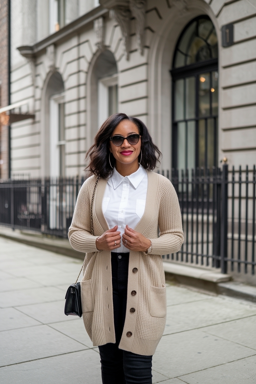 Dressy Cardigan Outfit Black Women: Glamorous Options outfit idea