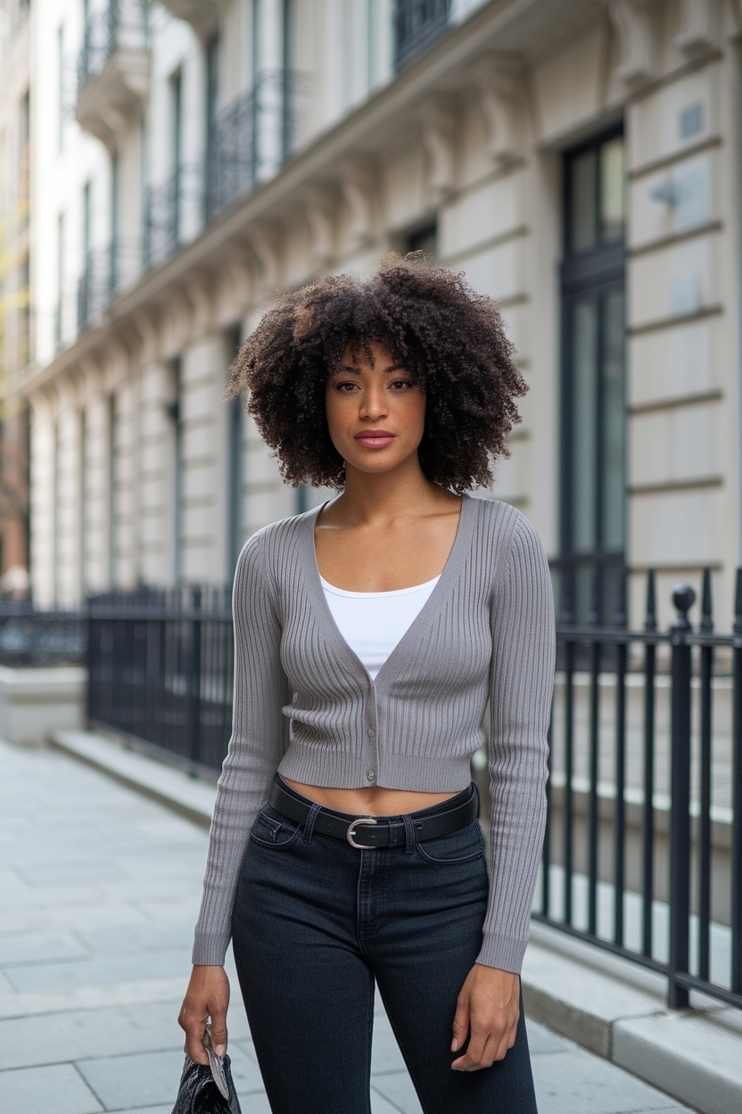 Fitted Cardigan Outfit Black Women: Tailored to Perfection outfit idea