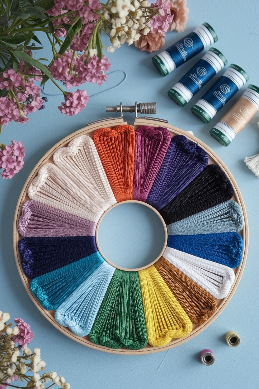 Flat Lay of Embroidery Thread Palette for Craft Lovers outfit idea
