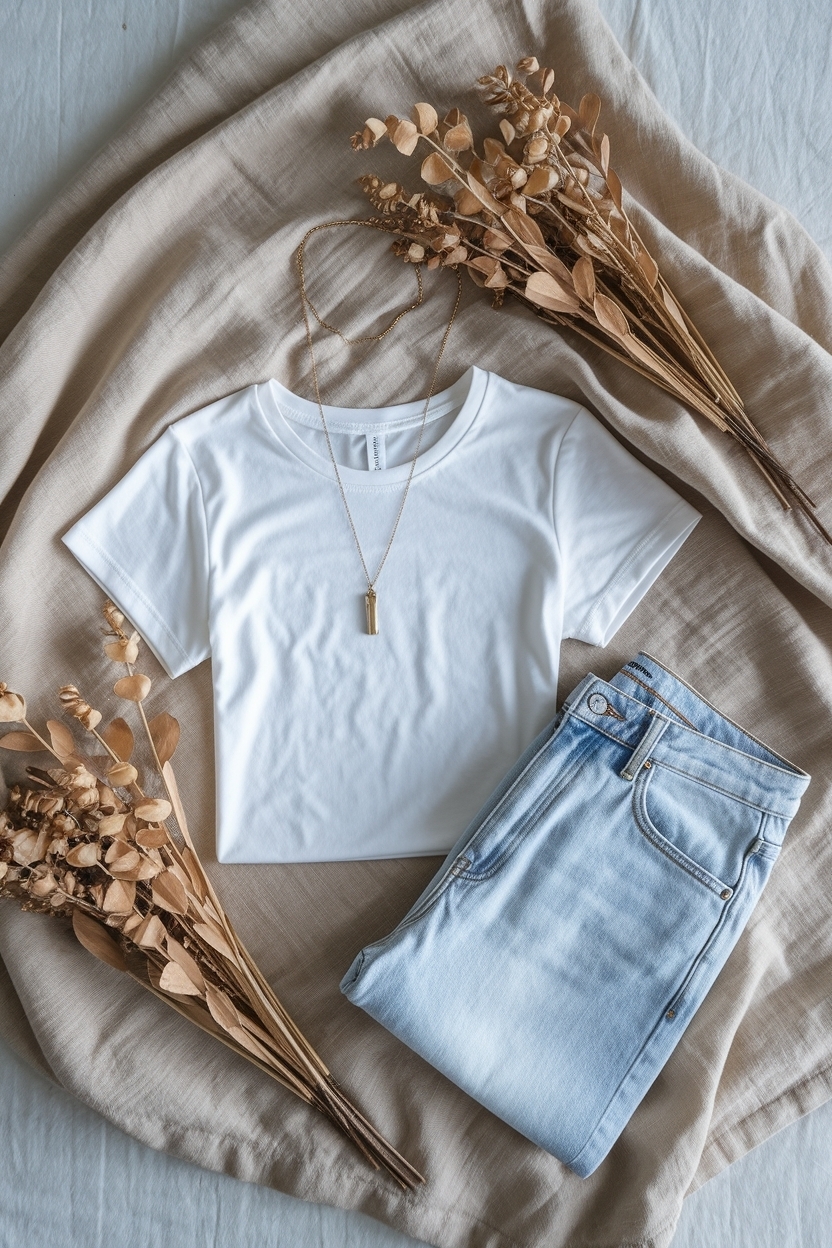 Flat Lay of Minimalist Womens Essentials You Need outfit idea