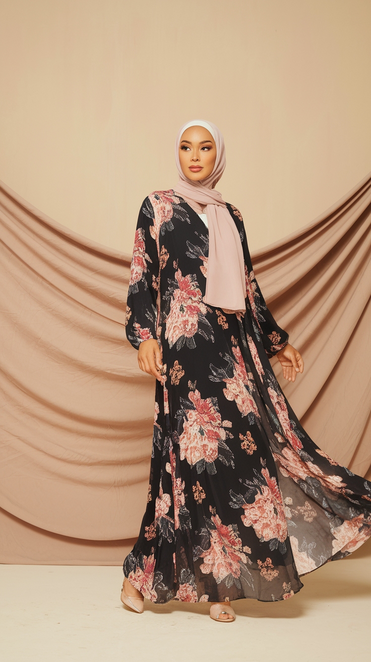 Floral Abaya Maxi Dresses: Elegance in Every Petal outfit idea