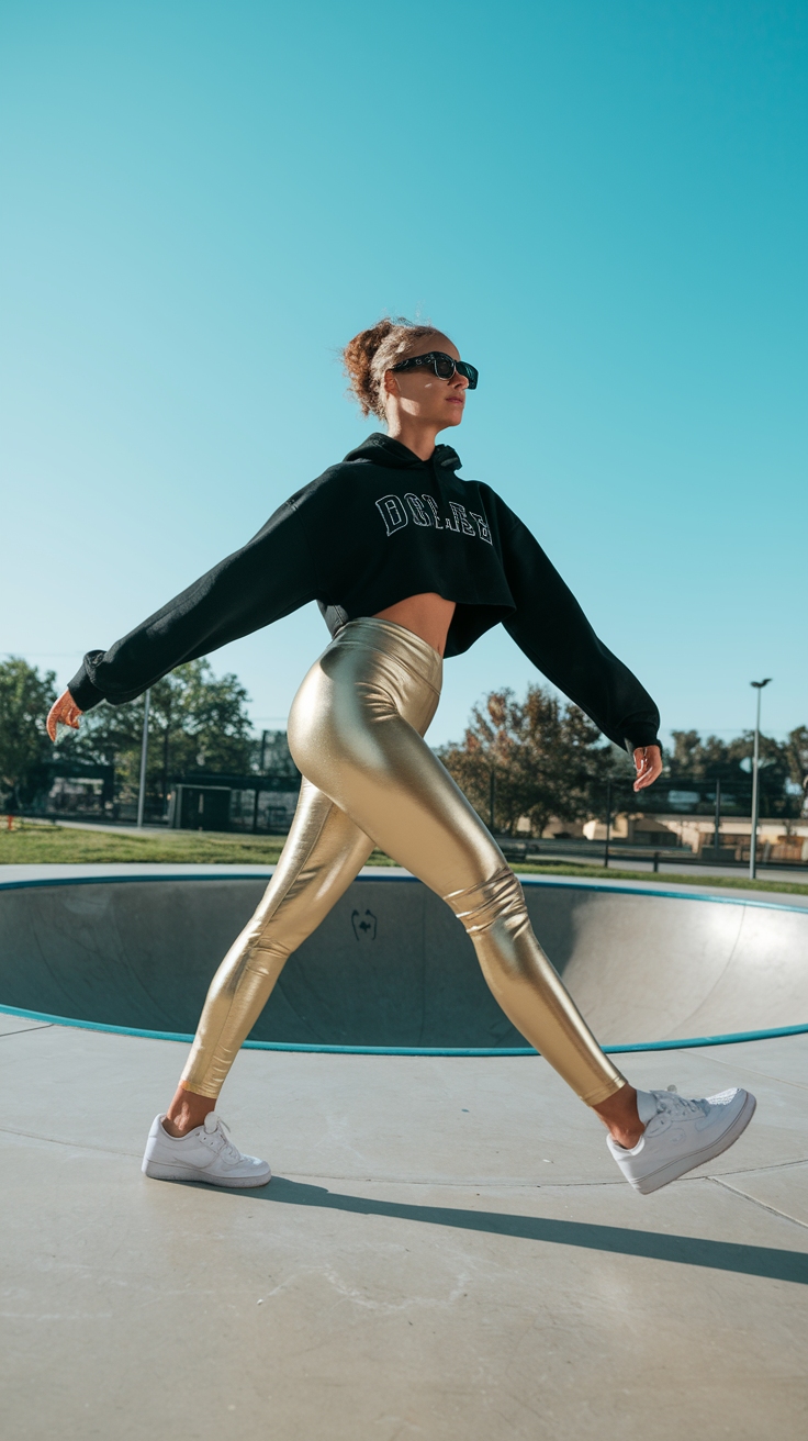 Gold Leggings Outfit Metallic: Shine Bright outfit idea