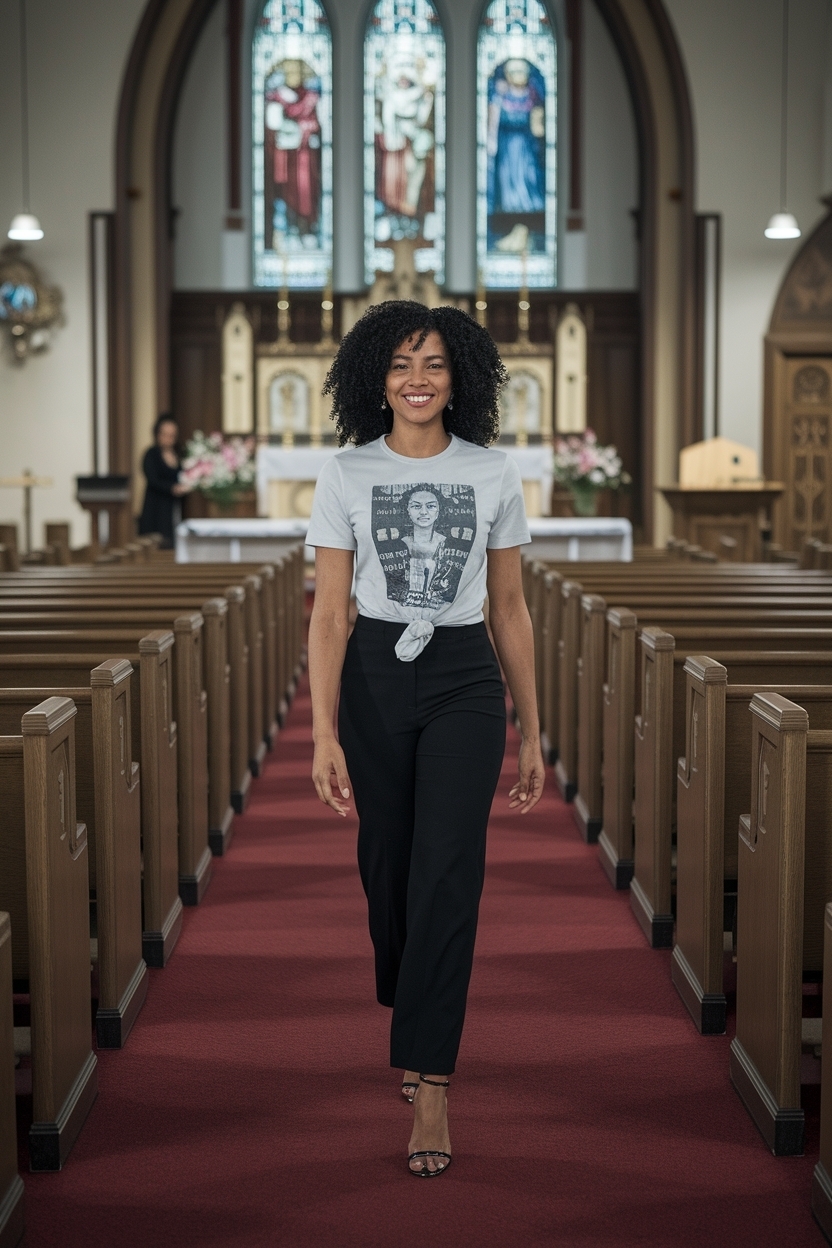 Graphic Tee Outfit Black Women Church: Casual Yet Stylish outfit idea