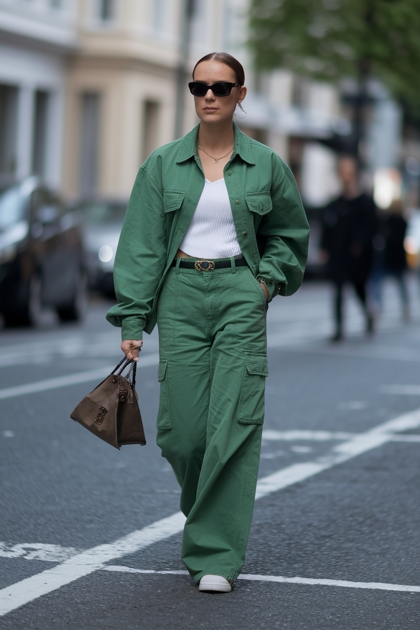 Green Cargo Pants Outfit Street Style: Fashion Inspirations outfit idea