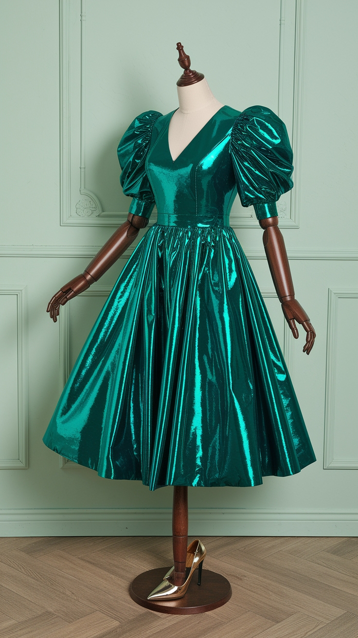Chic Green Metallic Dress Outfit Inspirations outfit idea