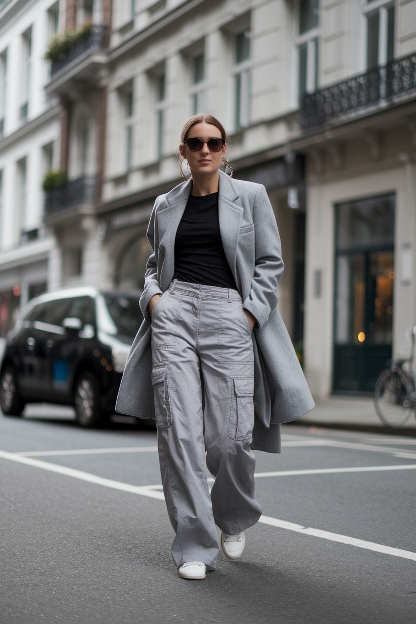 Versatile Grey Cargo Pants Outfit Ideas for Women outfit idea