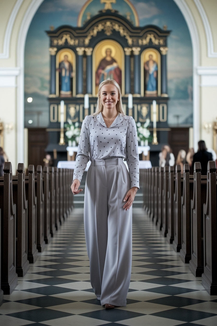 Grey Pants Outfit for Church Women: Chic and Elegant Choices outfit idea
