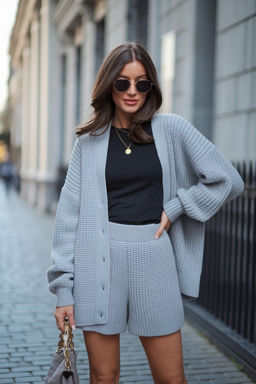 Grey Short Cardigan Outfit Women for Spring Looks outfit idea