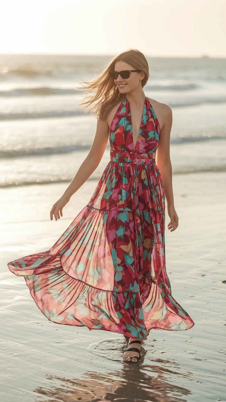 Elegant Halter Maxi Dresses for Summer outfit idea
