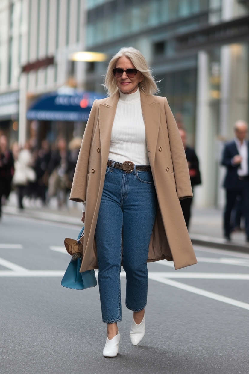 High Waisted Jeans Outfit Women Over 40: Flattering Fits outfit idea