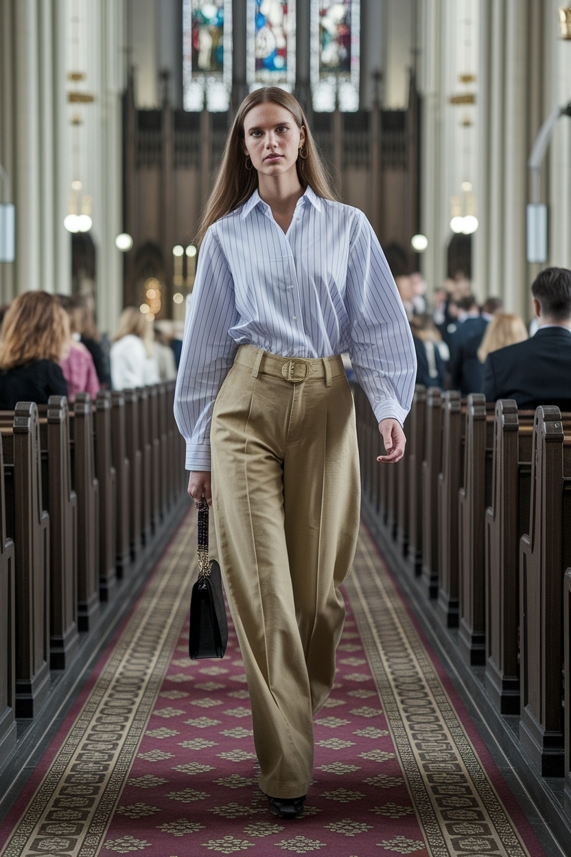 Versatile Khaki Pants Outfit Women Church Can Wear outfit idea