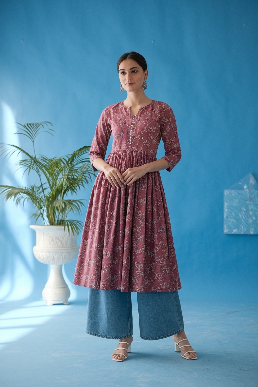 Kurti with Baggy Jeans Outfit for Effortless Style outfit idea