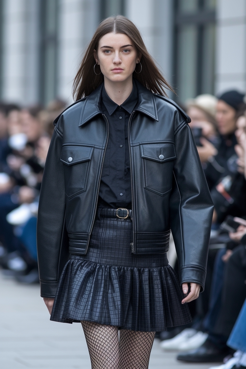 Leather Jacket and Skirt Outfit: Chic & Edgy Styles outfit idea