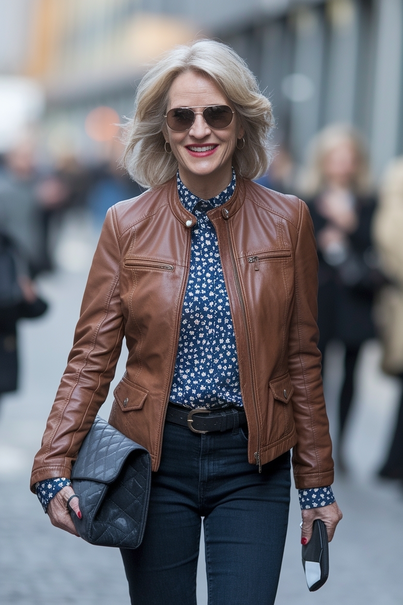 Leather Jacket Outfit Women Over 50: Ageless Style outfit idea
