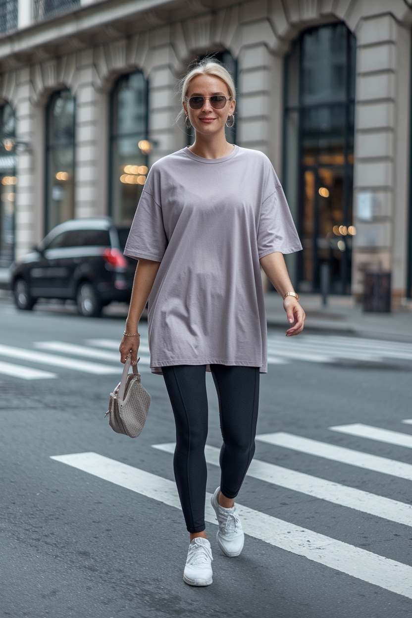 Leggings and Oversized T-Shirt Outfit: A Perfect Combo outfit idea