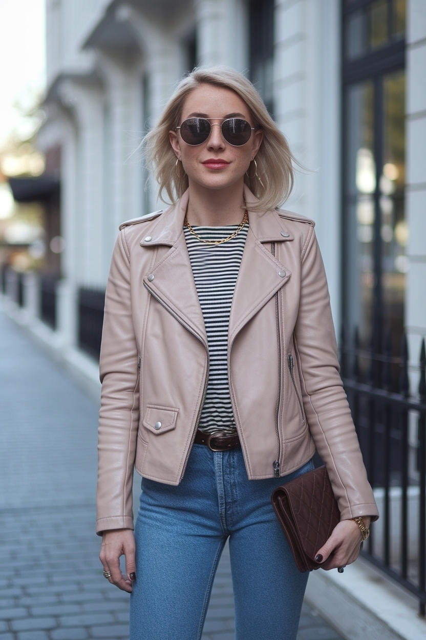 Light Brown Leather Jacket Outfit: Soft and Stylish Choices outfit idea