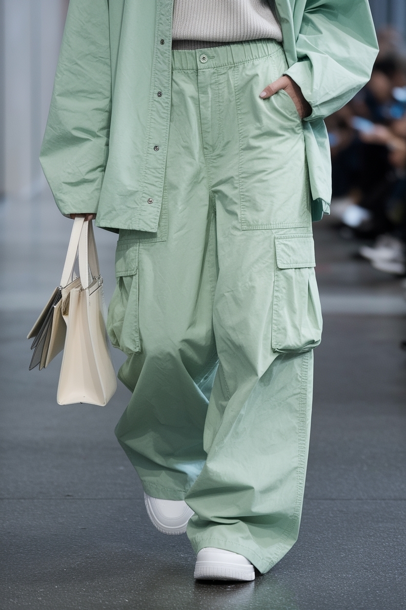 Light Green Cargo Pants Outfit for a Soft Look outfit idea