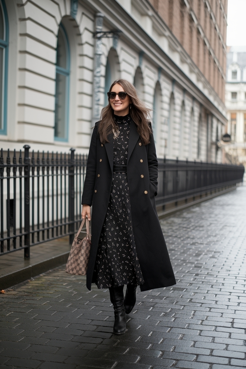 Long Black Dress Outfit Winter: Timeless Style for Cold Weather outfit idea