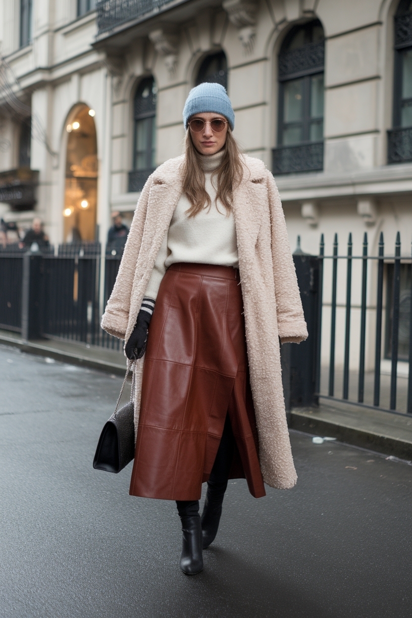 Long Leather Skirt Outfit Winter: Fashion Trends to Follow outfit idea