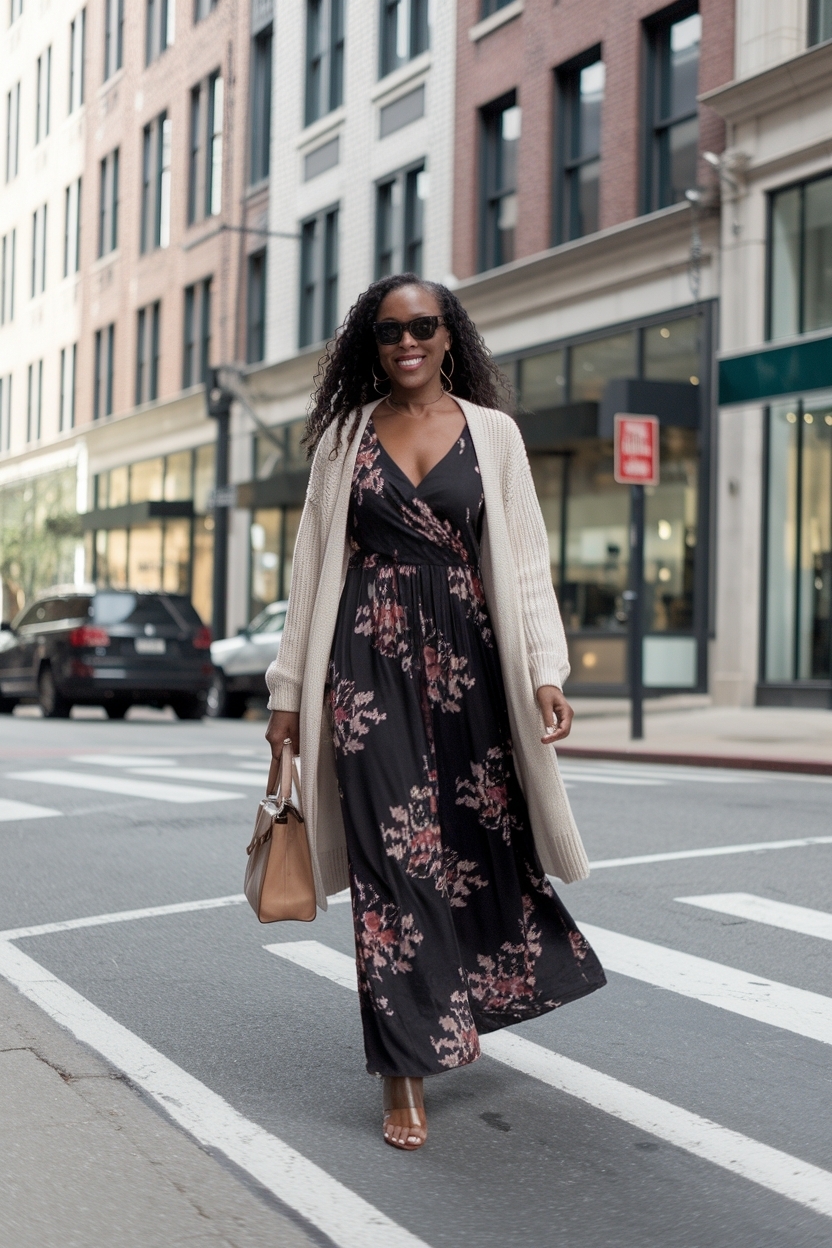 Maxi Dress and Cardigan Outfit Black Women: Perfect Match outfit idea