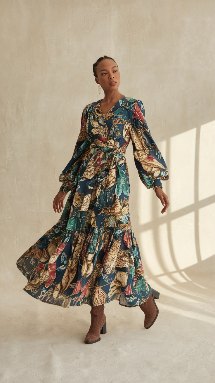 Maxi Dresses with Long Sleeves: Perfect for Fall outfit idea