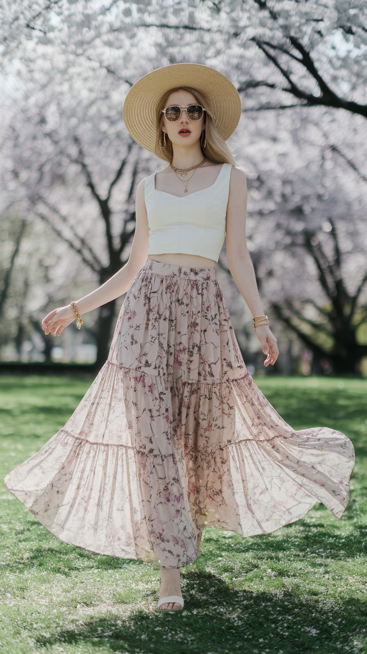 Fresh Maxi Skirt Outfit for Spring Seasons outfit idea