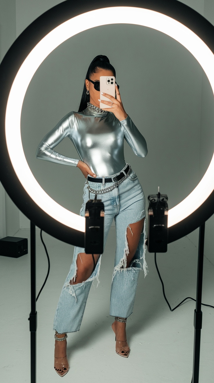 Metallic Baddie Outfit Ideas for Standout Style outfit idea