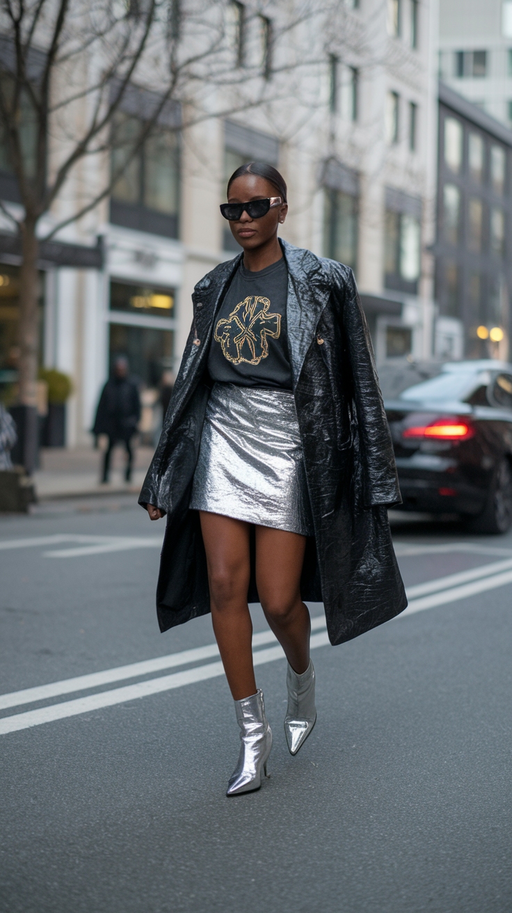 Metallic Boots Outfit Black Women: Bold and Beautiful outfit idea