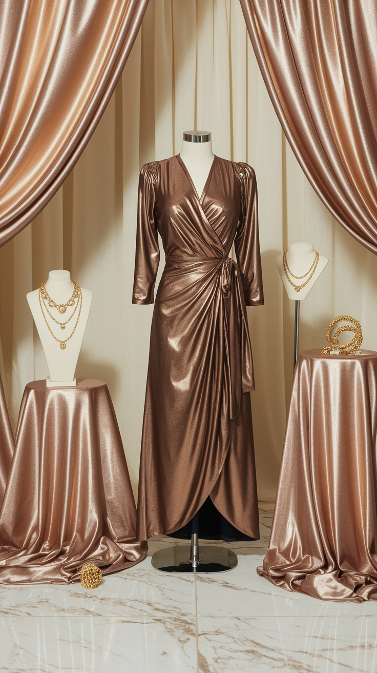 Glam Up in a Metallic Bronze Dress This Season outfit idea