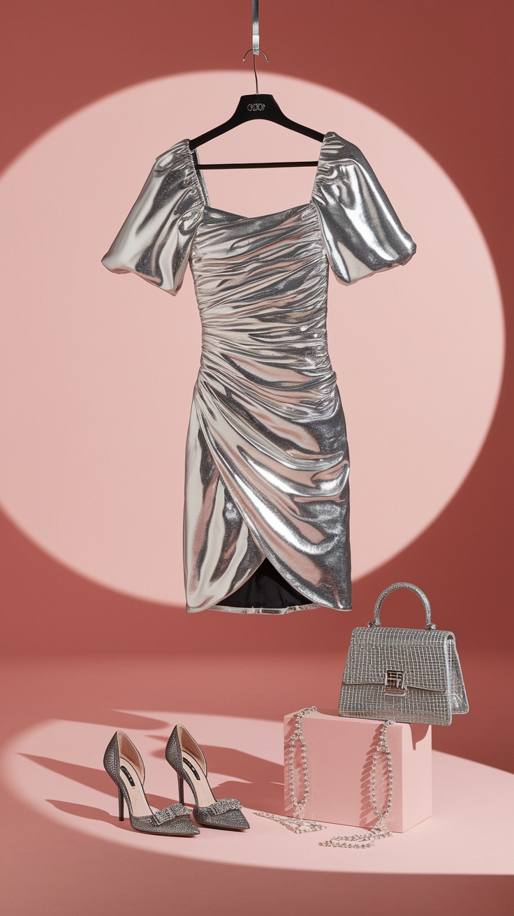 Captivating Metallic Cocktail Dress Styles to Try outfit idea
