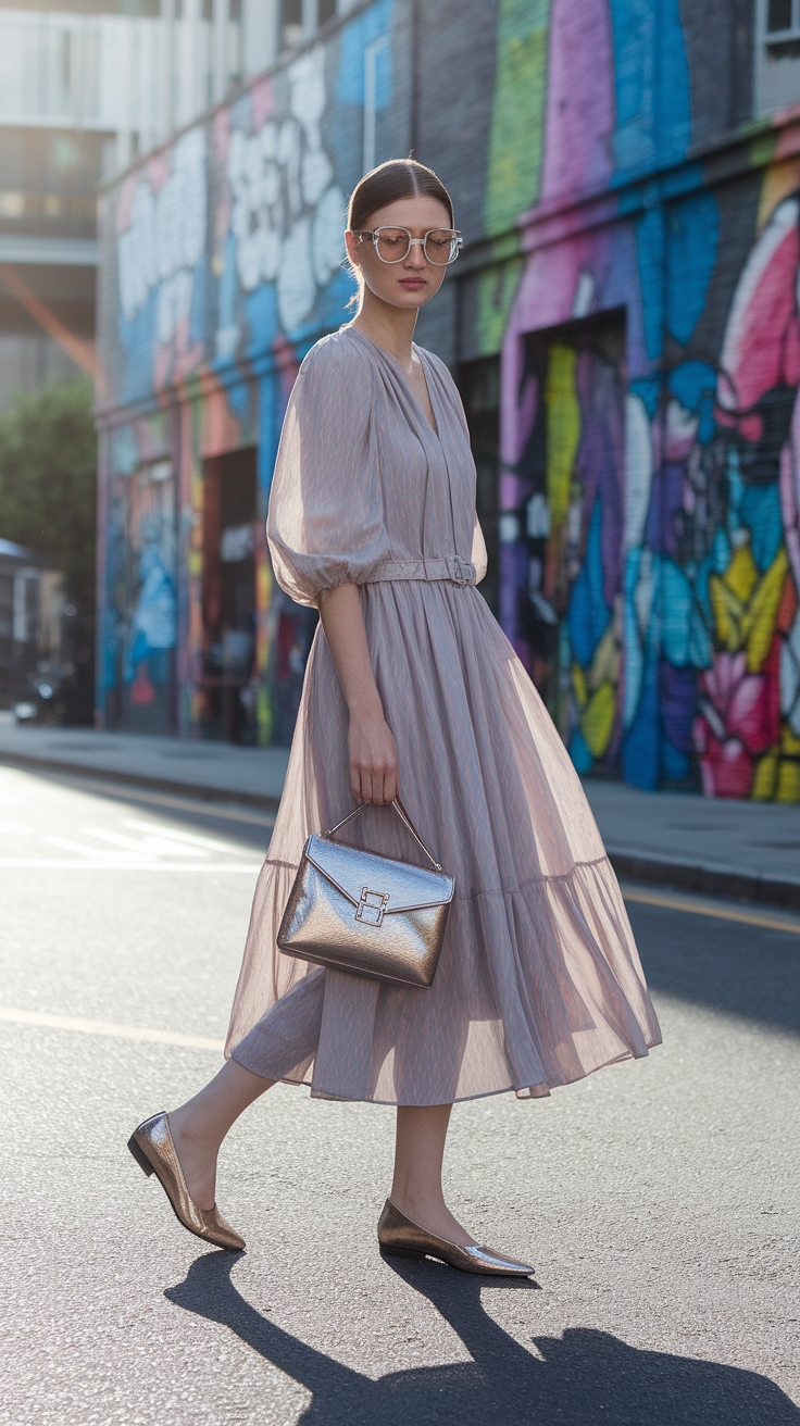 Why You Need Metallic Flats in Your Wardrobe outfit idea