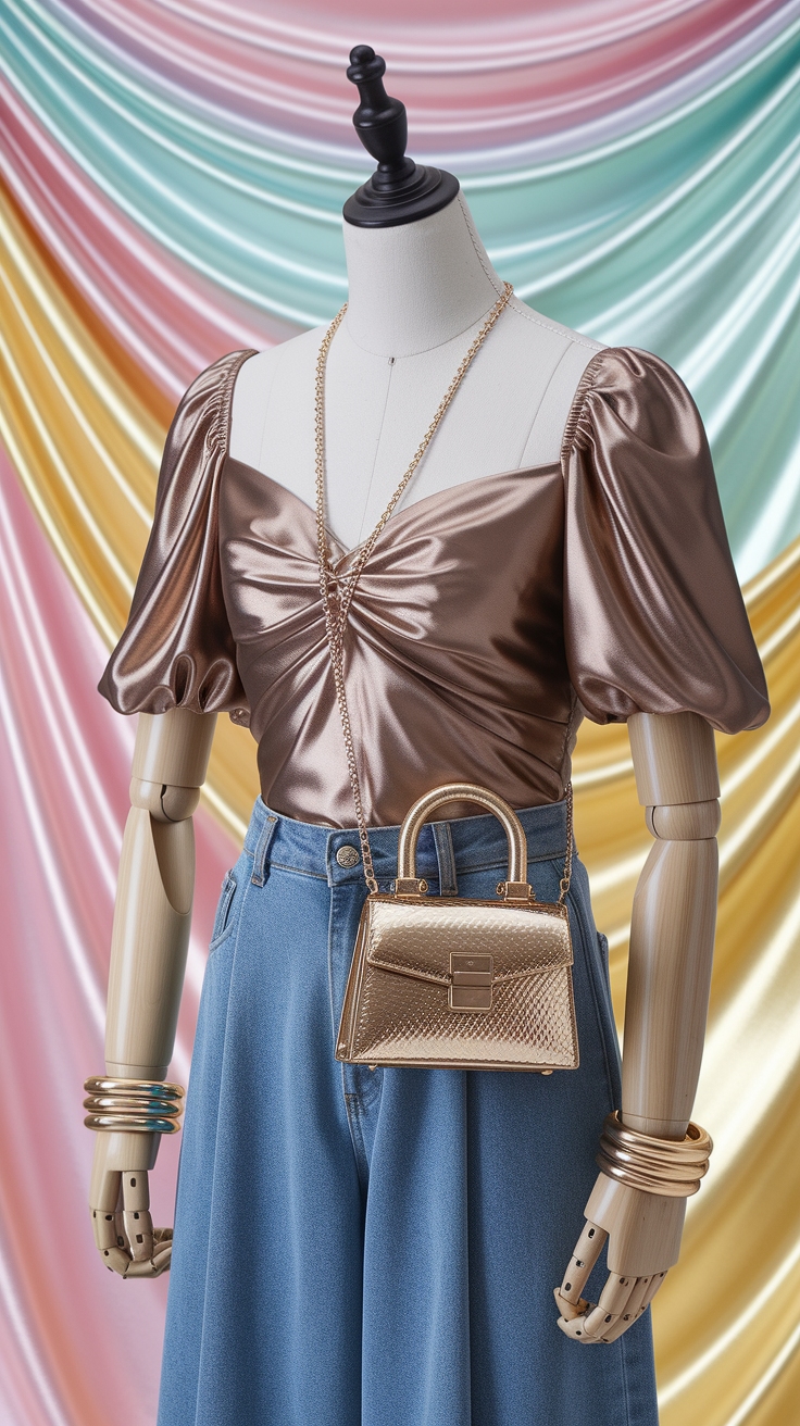 Metallic Gold Purse Outfit: Accessorize with Shine outfit idea