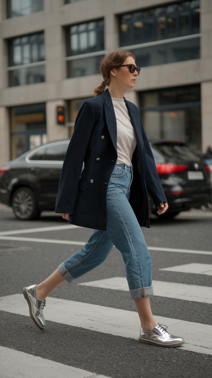 Chic Metallic Oxford Shoes Outfit for Any Event outfit idea