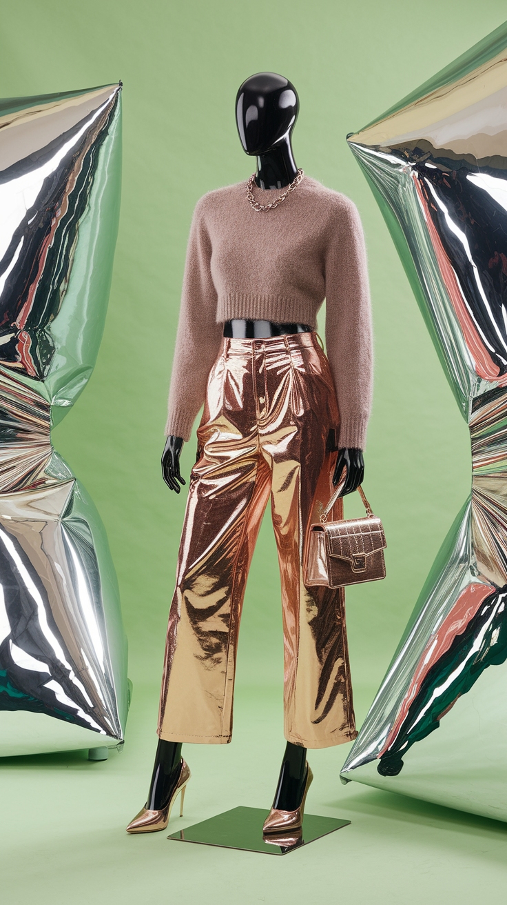 H2: Elevate Your Look with a Metallic Pant Outfit outfit idea