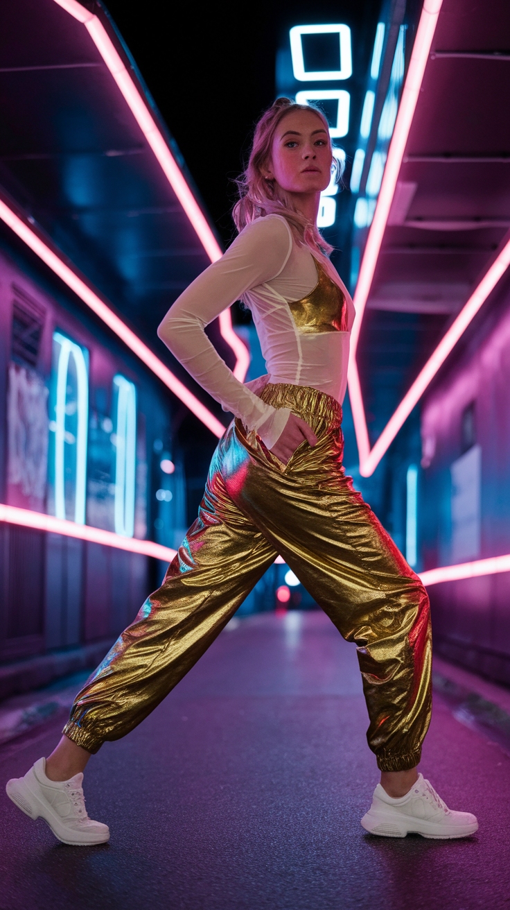 Creating a Stunning Metallic Pants Outfit for Curves outfit idea