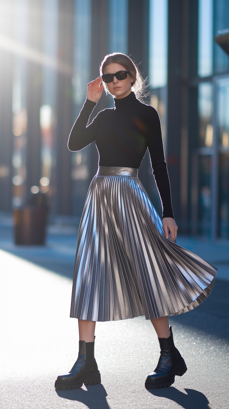 H2: Perfecting Metallic Pleated Skirt Outfits for Any Occasion outfit idea