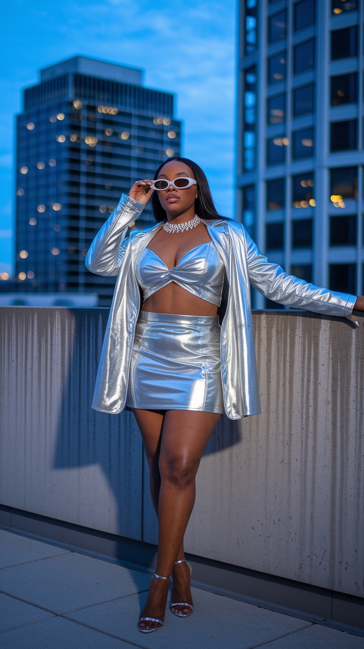 Chic Metallic Silver Outfit Ideas for Black Women outfit idea
