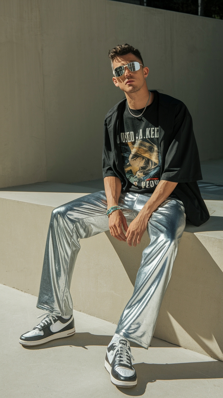 Creating a Metallic Silver Pants Outfit Casual Look outfit idea