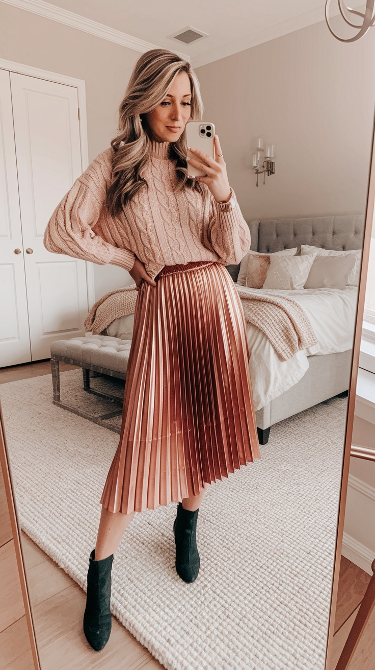 Chic Choices for Your Metallic Skirt in Plus Sizes outfit idea