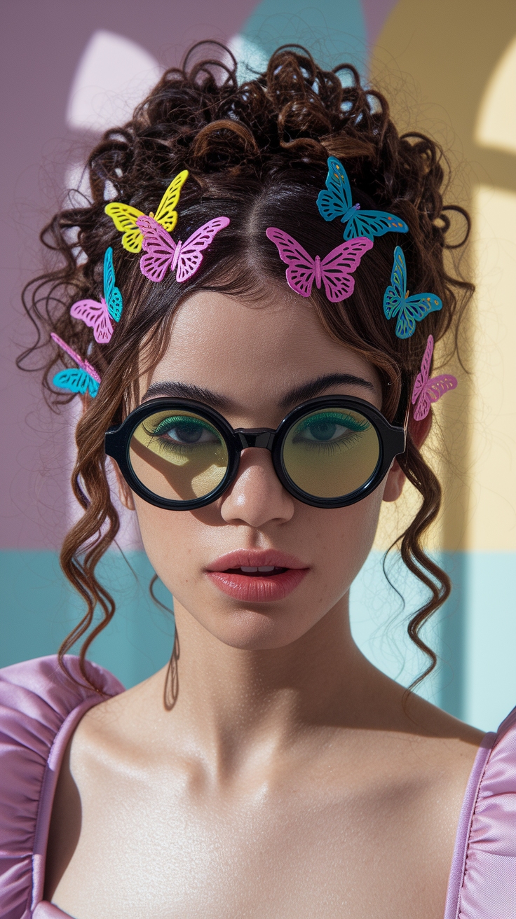 Mini Butterfly Clips Hairstyles for Curly Hair Inspiration outfit idea