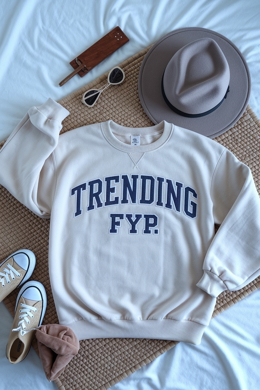 Neutral Minimalist Sweatshirt Flat Lay Trends to Try outfit idea