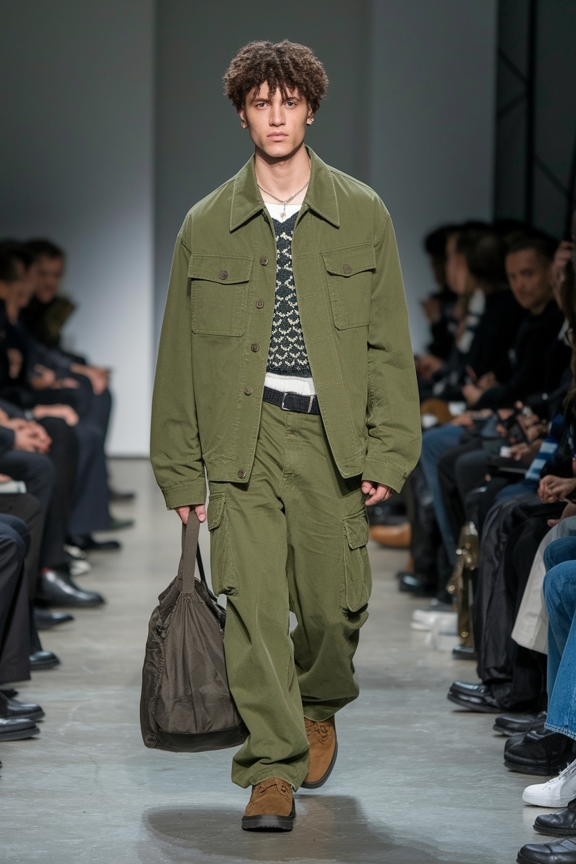 Casual Olive Green Cargo Pants Outfit Men for Everyday Wear outfit idea