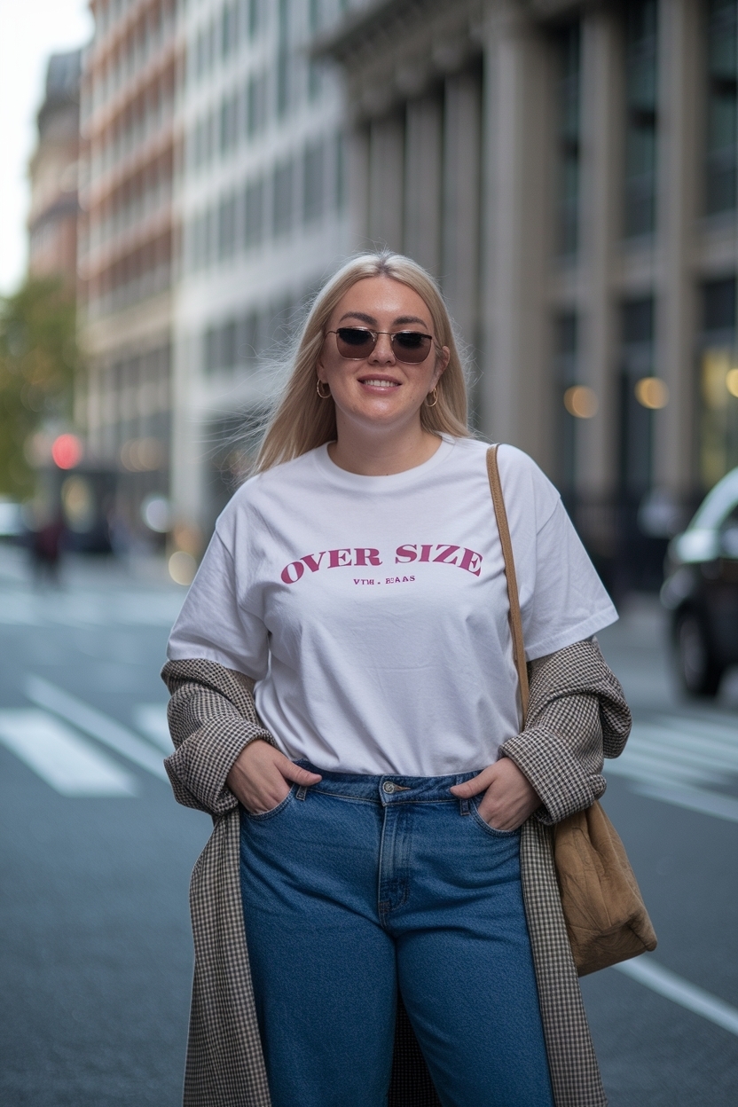 Chic Over Size T Shirt with Jeans Outfit Women Love outfit idea