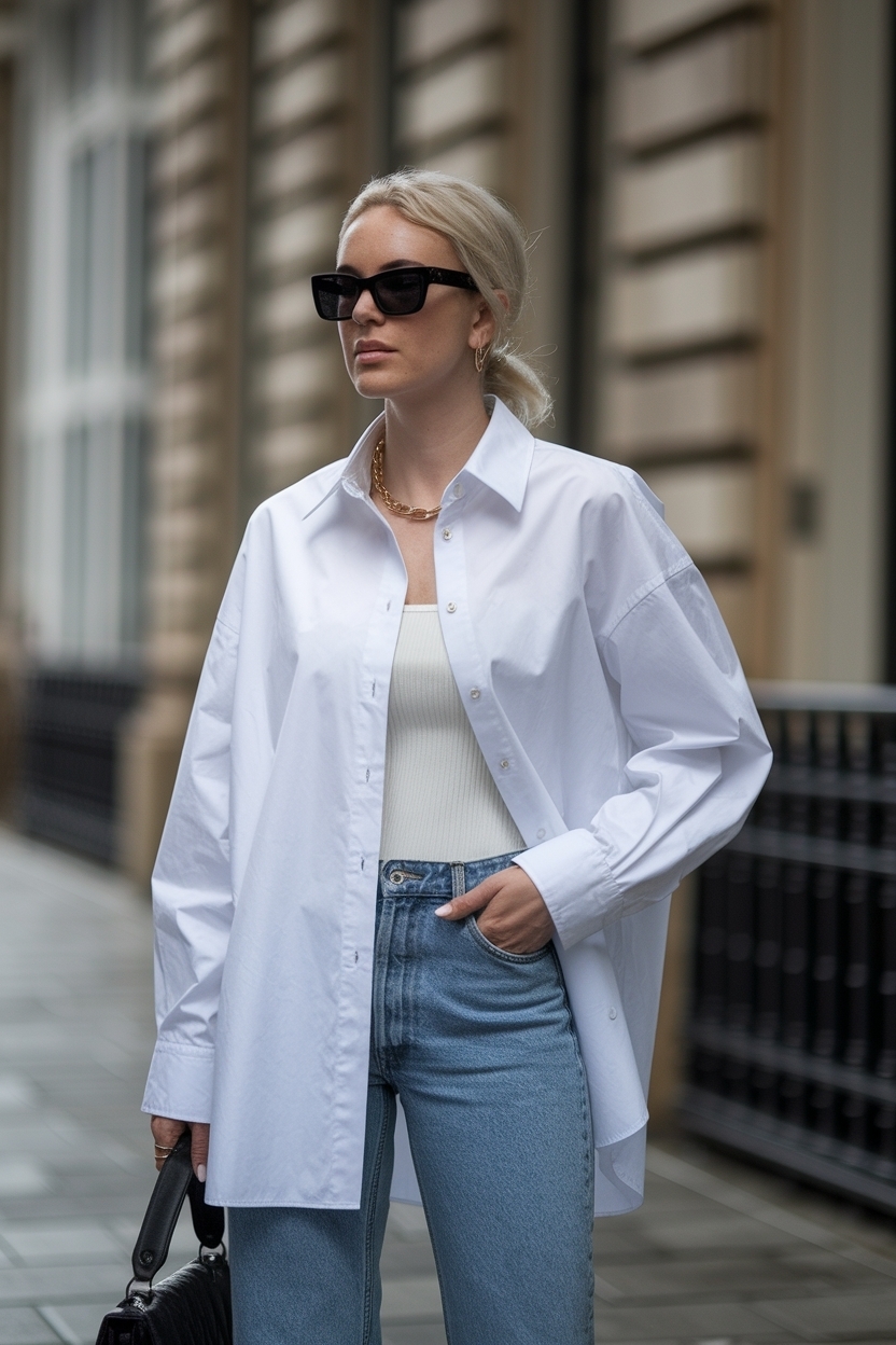 Oversized Shirt and Jeans Outfit Women Can Rock outfit idea