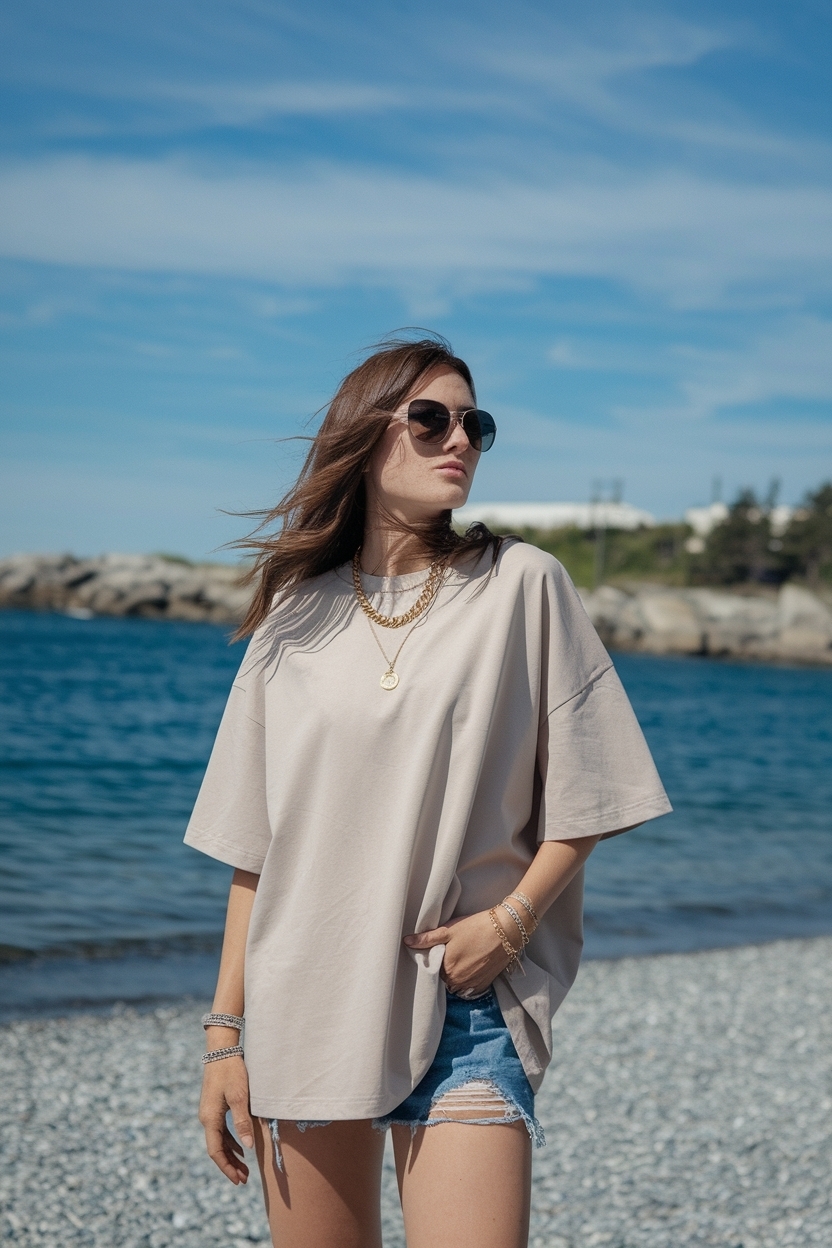Oversized T-Shirt Outfit Women Beach: Stay Stylish & Comfy outfit idea