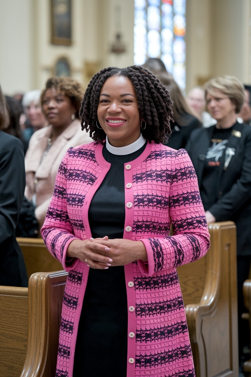 Trendy Pink and Black Church Outfit for Black Women outfit idea