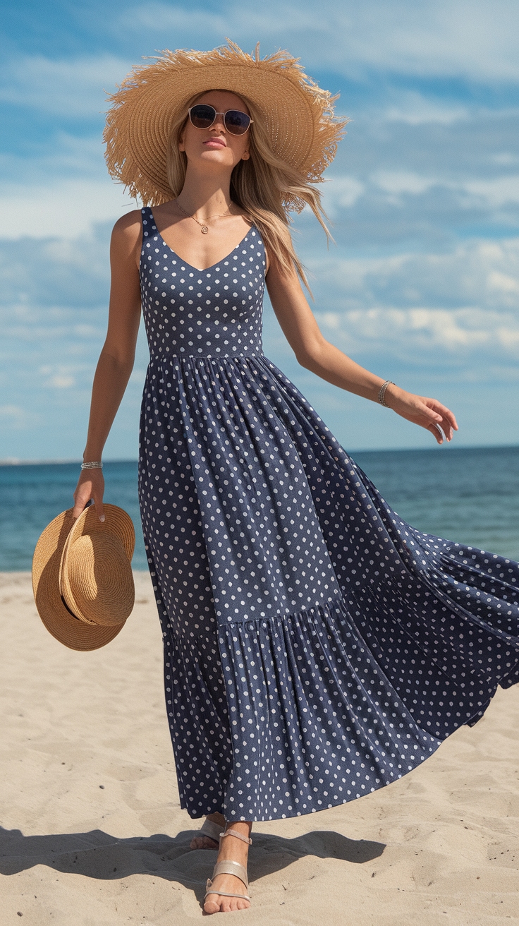 Flirty Polka Dot Maxi Dresses for a Playful Vibe outfit idea